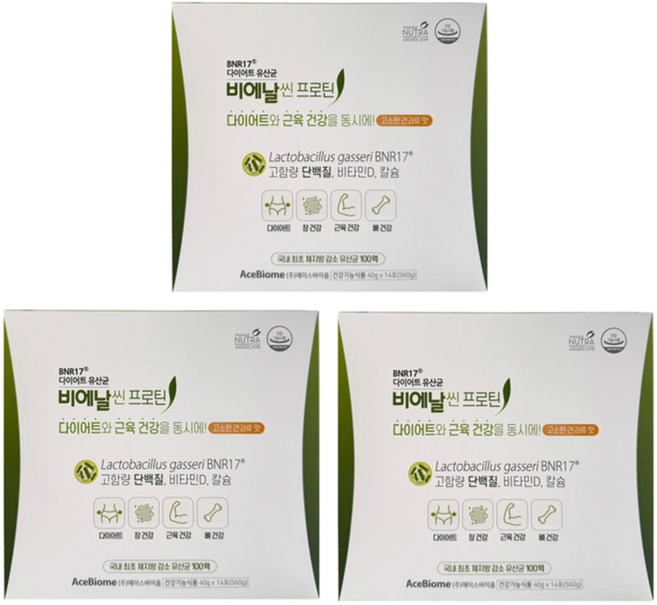 비에날씬 BNR17 [본사출고] 프로틴, 560g, 3개