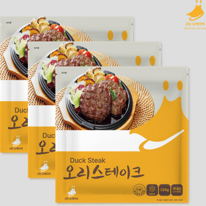오케이덕[당신덕] 부드러운 오리 스테이크 220g, 3개