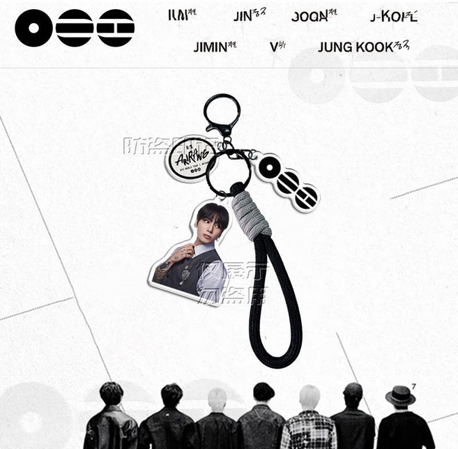 BTS 防彈少年團 亞克力 手機繩 鑰匙扣 掛件, 1個, jk亞克力手機繩鑰匙扣