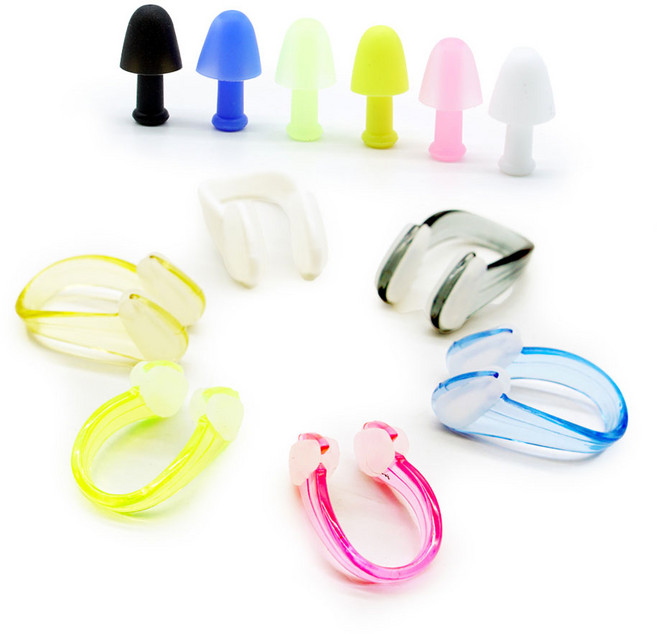 말랑 실리콘 수영귀마개 수영코마개 세트 케이스포함, 형광핑크, 1개