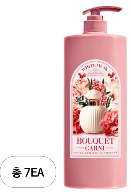 부케가르니 실크 케라틴 샴푸 화이트머스크향, 1.5L, 7개