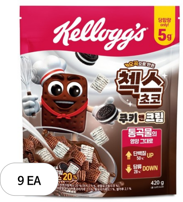 첵스초코 쿠키앤크림 시리얼, 420g, 9개
