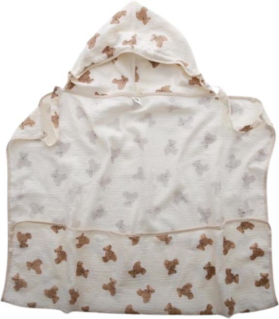 원라인 간절기 블랭킷 아기띠워머 아기망토 바람막이, 곰돌이