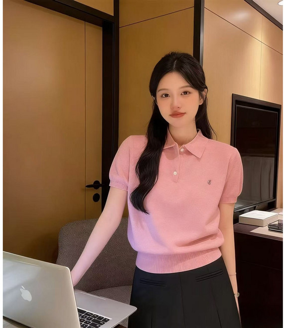 피.ONE 여름여성 폴로칼라 니트 반팔