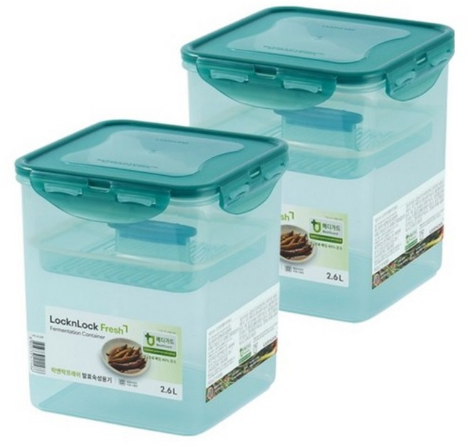 락앤락 발효숙성용기 누름독 김치통 밀폐용기 장아찌, 2개, 2.6L