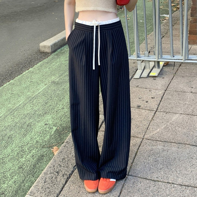 대박난박양 배색 레이어드 스트라이프 슬랙스