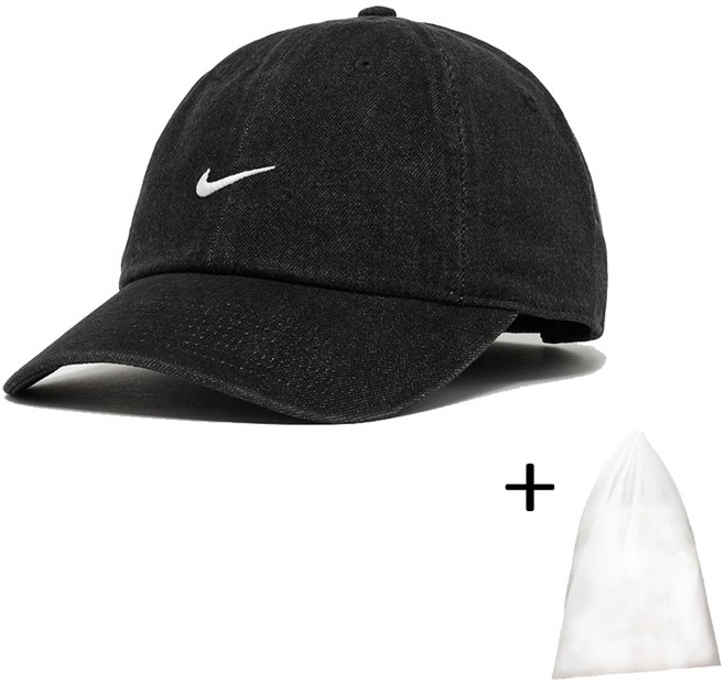 나이키 흑청모자 클럽 언스트럭처 데님블랙진 캡 (모자보관파우치증정)