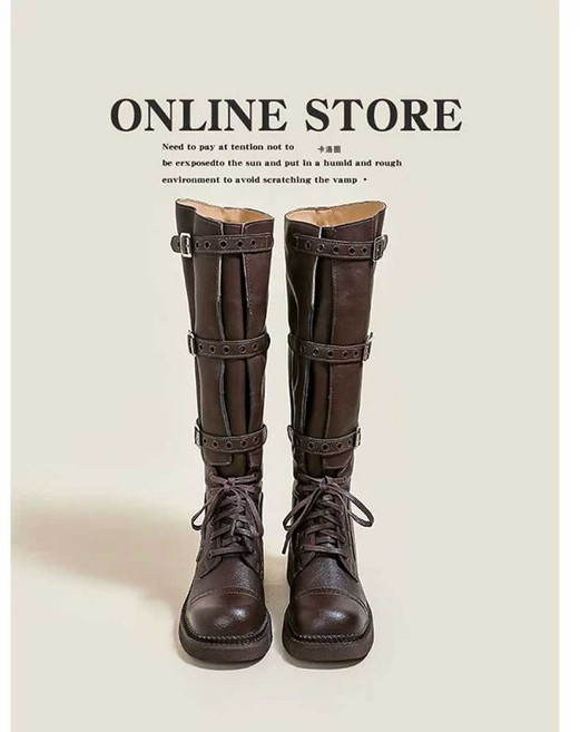 카우보이부츠 버클롱부츠 가을 겨울 브라운 블랙 펑크