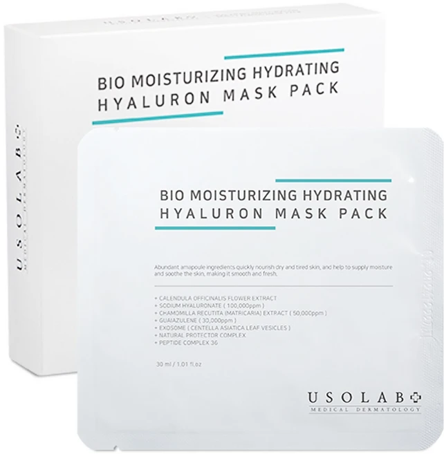 유쏘랩 바이오 모이스처라이징 하이드레이팅 히알루론 마스크 팩, 1개, 10개입 - 쿠팡
