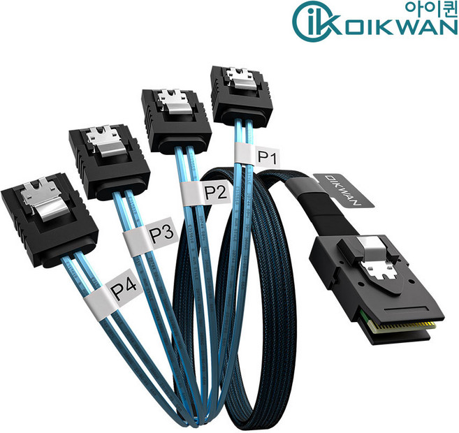 Mini SAS SFF-8087 TO 4/SATA 케이블50cm - 12Gbps 4분배 변환 사타케이블(대량 주문제작 가능), 50cm, 1개