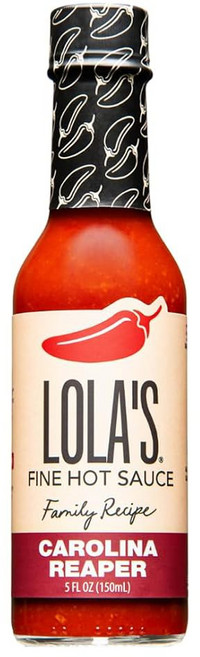 Lola's Fine Hot Sauce 4팩 선물 세트 핫소스 오리지널 고스트 페퍼 망고 스카치 보닛 및 특별 가족 보호 구역 천연 레시피 비건 글루텐 프리 케토, Carolina Reaper, 5 Fl Oz (Pack of 4), 150ml