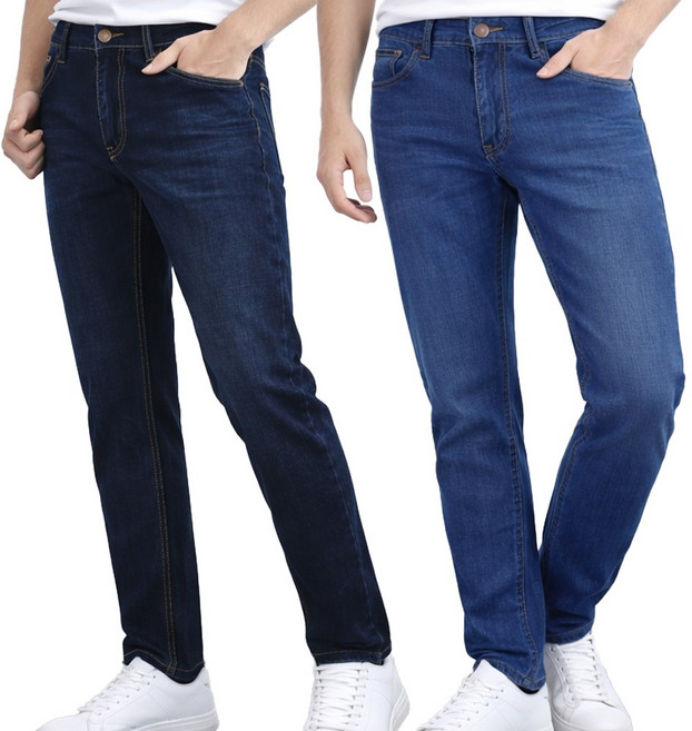 2장 여름 남성용 스판 스트레이트핏 데님 진 사이즈 30~38 빅사이즈 청바지 B2385