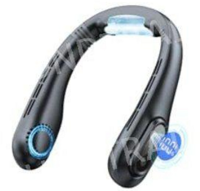 일본제 블레이드리스 넥팬 4000mAh 냉각판 LED 표시 3단 풍량 휴대용 선풍기, 1. 검정