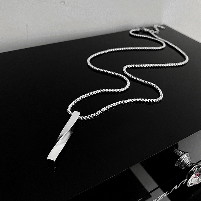 아이루리 스크류 꼬임 목 스틱 목걸이 써지컬 스틸 써지컬목걸이 롱 체인 심플