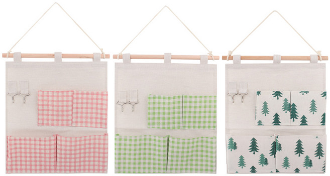 투데이리빙 3p 세트 다용도 벽걸이 패브릭 수납 포켓 4칸 수납함 열쇠 차키 보관 걸이 리모컨 소품 정리 보관함 볼펜 영수증 꽂이 정리함, R98582A, 혼합색상, 3개