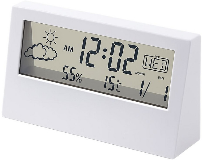 예스 봄 탁상시계 디지털 실내 온습도계(건전지포함), 1개, 화이트