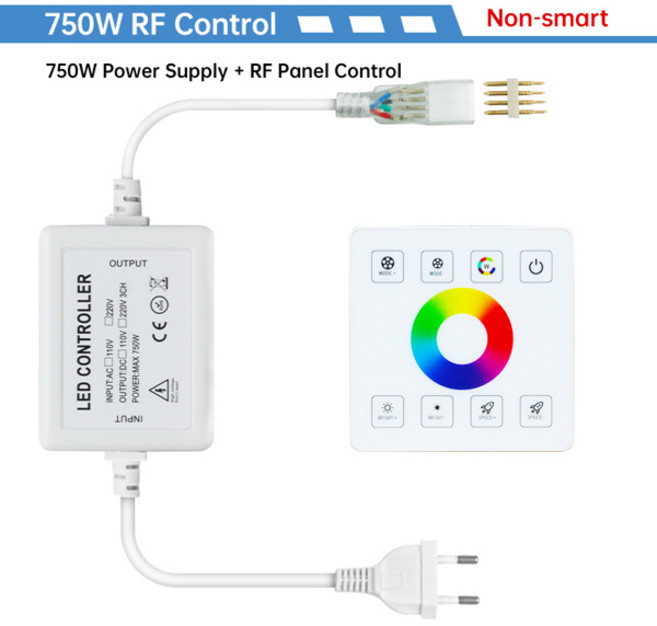 스마트 WIFI 및 RF IR 있는 4PIN 전원 제어 컨트롤러 플러그 LED 750W 220V 스트립 1500W RGB EU/AU/UK 원격 기능이 네온 조명용, C. UK plug 220V, 750W RF Panel, 1개