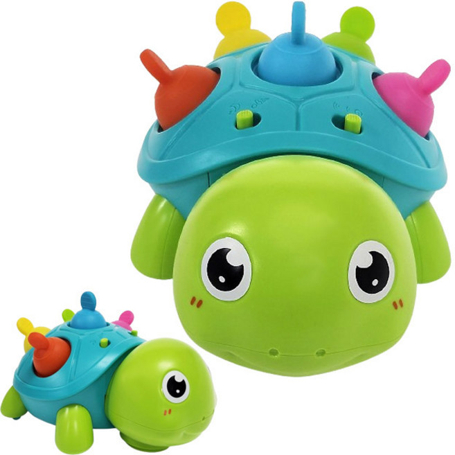 MDC 푸시팝 거북이 범퍼카 장난감 / 움직이는 거북이 장난감 / 노래하는 거북이 장난감, 1개, 그린