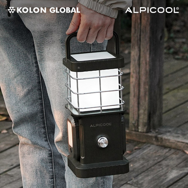 [코오롱공식] 무선 랜턴 끝판왕! 캠핑 차박 필수템 알피쿨 올인원 캠핑랜턴 튼튼한 탈부착램프 태양광충전 보조배터리 스탠드형 방수 전용케이스 포함, TL-301, 1개