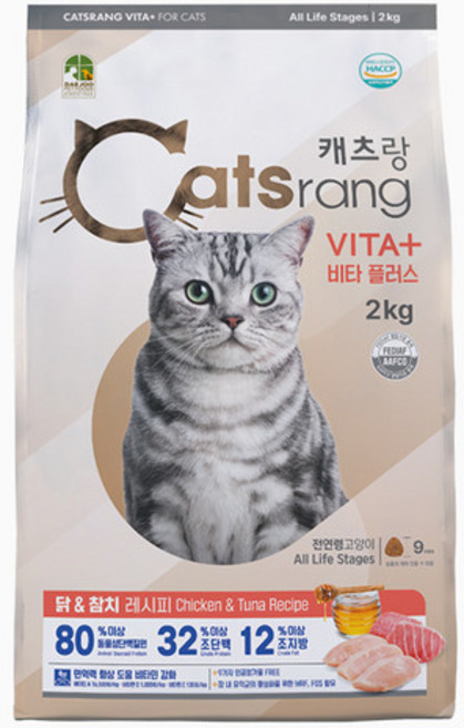 캐츠랑 전연령 고양이 비타플러스 건식사료, 면역/항산화, 2kg, 1개