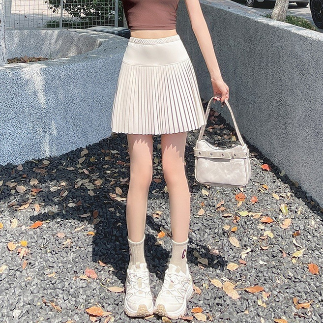 夏季高腰A字顯瘦百褶短裙女