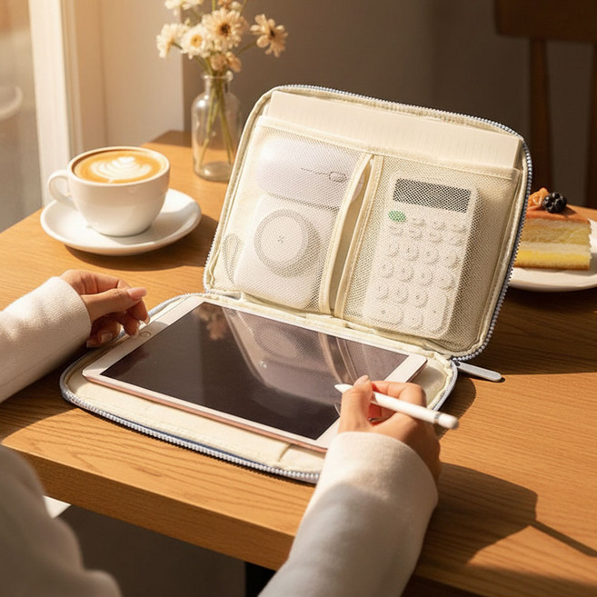 지엔드 깔끔보관 아이패드 파우치11 태블릿 가방, 1개, 베이지