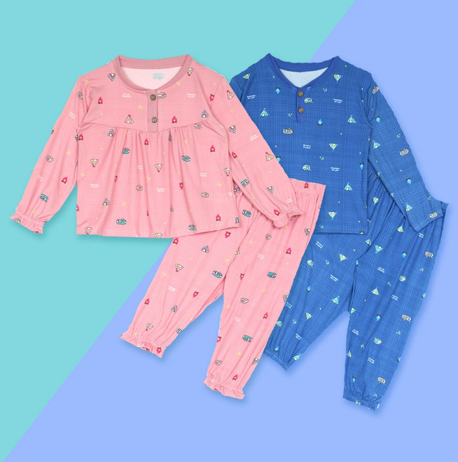 아동 여아 남아 주니어 피치기모 가을 겨울 긴팔 잠옷 세트