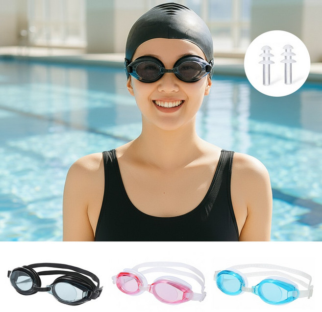 입문용 노미러 안티포그 수경 물안경, 1개, 블랙