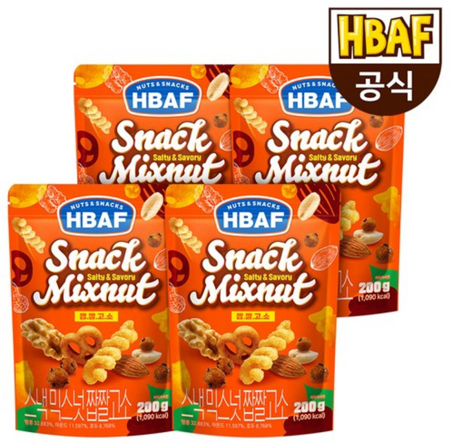 바프 스낵 믹스넛 짭짤고소, 200g, 4개