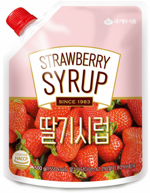 [화과방] 딸기시럽 500g / 빙수재료, 1개