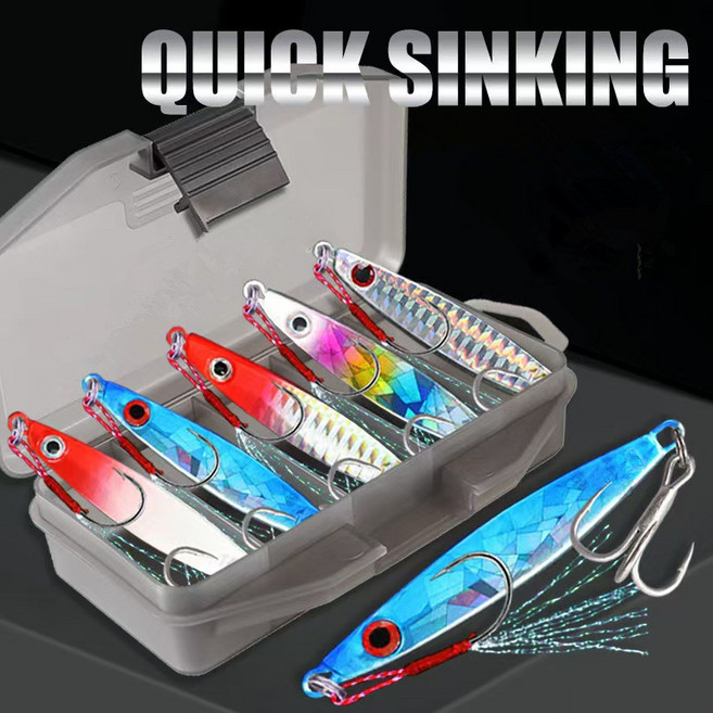 삼치 농어 메탈지그 5개입 태클박스포장 루어미끼세트, 5종, 1세트, 30g