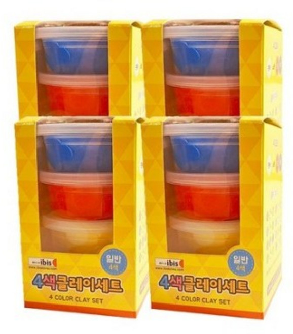 아이비스 유아 클레이 15g 4종 x 4p 세트 일반 11436, 흰색, 노랑, 빨강, 파랑, 1개