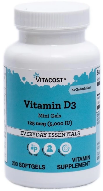 비타코스트 비타민D3 5000IU 미니캡슐 소프트젤 Vitacost Vitamin D3 Mini Gels, 1개 - 쿠팡