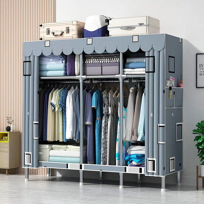 혜신 철제 스탠드 시스템 드레스룸 드레스룸 대용량 수납 다용도 옷장 가정용 간이옷장, B