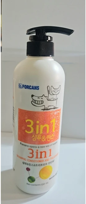 포비스 3in1 샴푸&린스, 1개, 550ml - 쿠팡