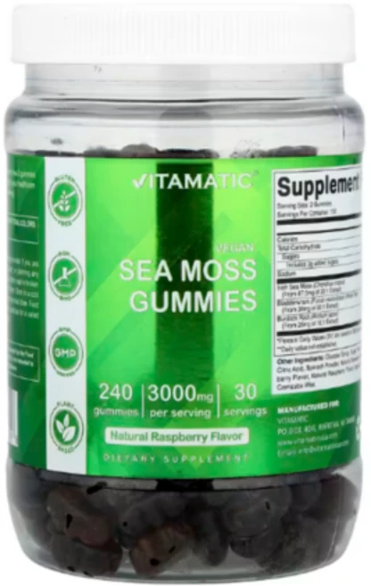 바이타매틱 비건 구미젤리 씨모스 바다이끼 블래더랙 우엉 라즈베리맛 240개 (4개월분) - 쿠팡