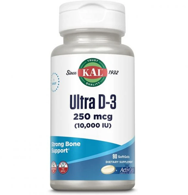 비타민D KAL 울트라 비타민 D3 10000 U 소프트젤(250mcg) D 칼슘 액체 충전 젤 콩 없이 만들기 90인분 90개 소프트젤, KAL 울트라 비타민 D3 10000 IU 소프트젤(2, 1개, 90정 - 쿠팡