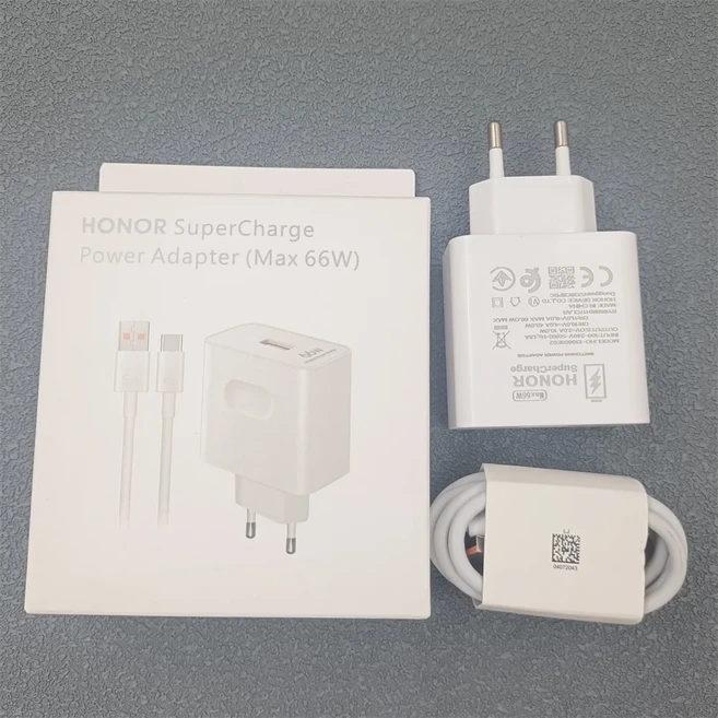 아너 66W 슈퍼차지 고속 충전기 여행용 어댑터 6A USB C타입 케이블 400 90 Pro 매직 V3 5 호환), 02 EU Set, 01 White