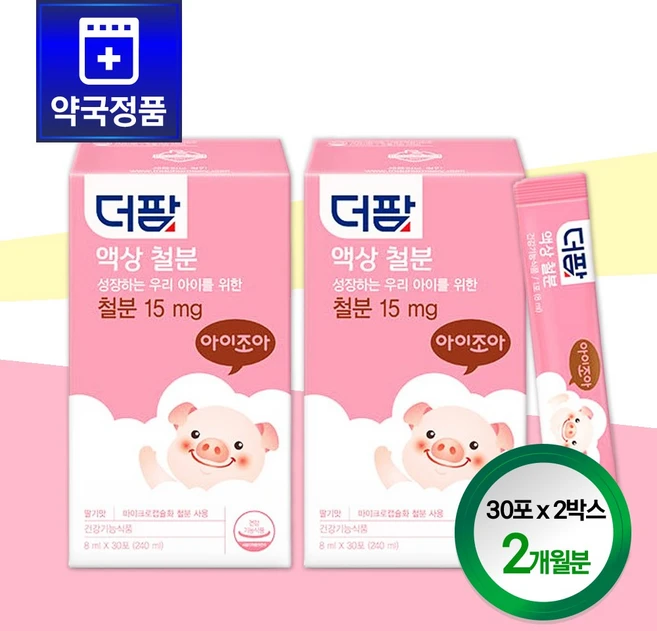 철 고유의 비린맛 최소화 더팜 새콤달콤 딸기맛 액상 철분 60포, 1개, 480ml - 쿠팡