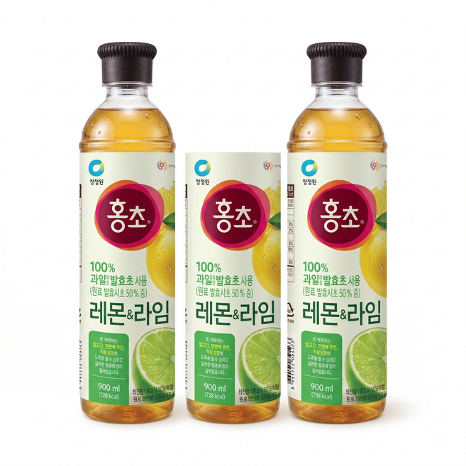 청정원 홍초레몬&라임(기능성) 900ml 3개, 청정원 홍초 자몽 900ml, 3개
