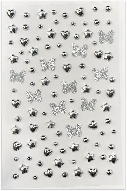 다락301 스티커 페이스 반짝이 페스티벌 파티 워터밤 메이크업 큐빅 얼굴스티커, 1개, 15 실버나비