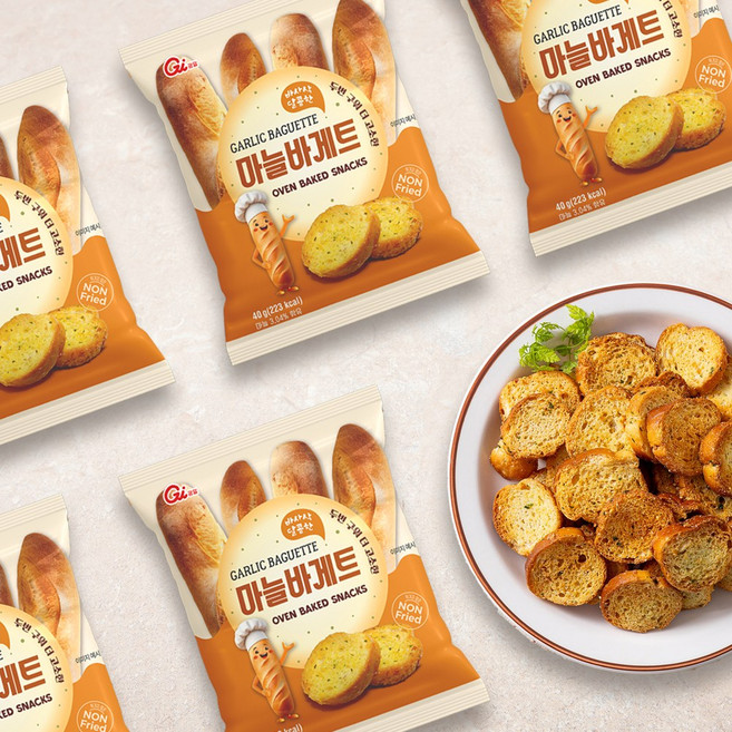 광일식품 두번 구워 더 맛있는 마늘바게트, 40g, 12개