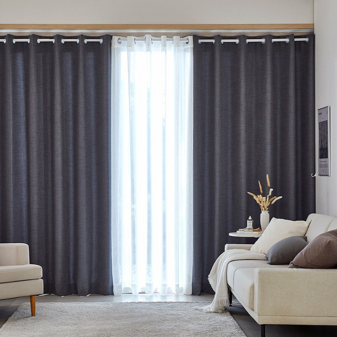 [모던하우스 본사직영] 루밍 생활암막 아일렛형 긴창문커튼 220x240 차콜그레이 2p