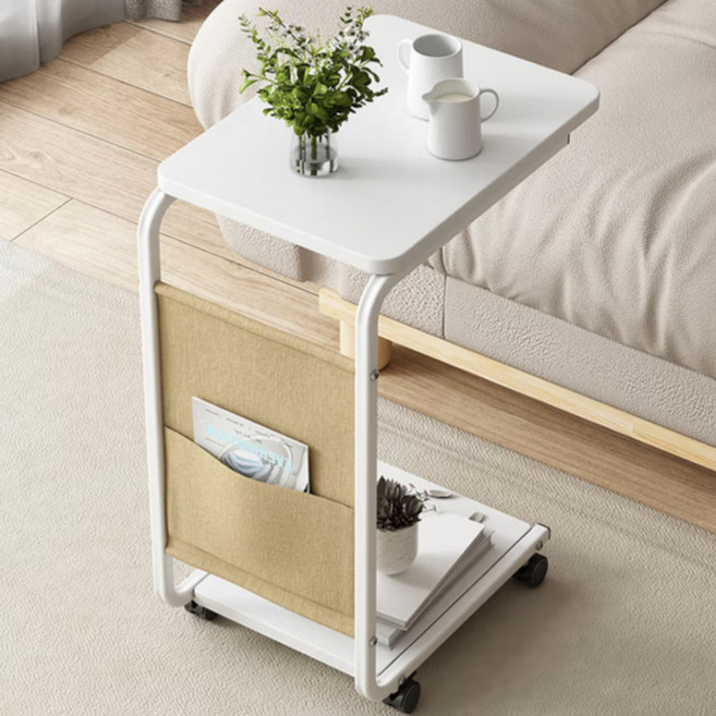 하루 침대 소파 협탁 이동식 사이드테이블 티테이블, 화이트