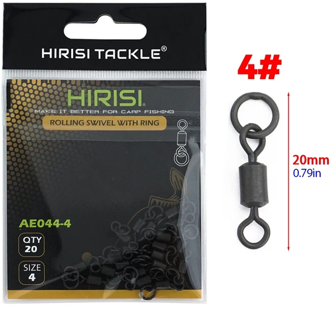 20pcs 잉어 낚시 터미널 액세서리 솔리드 링이 긴 몸 Q 자형 회전 스냅, 03 20pcs Size 4