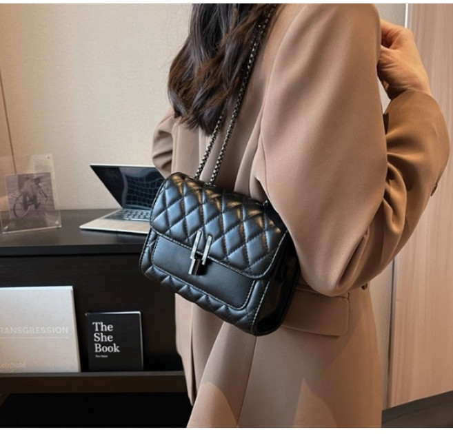 비티즈 여성 가죽 토트 숄더 핸드백 블랙 데일리 체인 크로스백