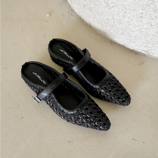 슈뿐 여성 메쉬 뮬 발편한 여름 블로퍼 밸트 스트랩 샌들(3cm)