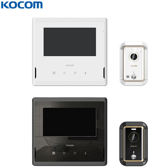 코콤 아날로그 비디오폰 KCV-S701 + 현관카메라 4선식 KC-R80E 세트, 블랙 KCV-S701 카메라세트