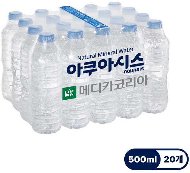 아쿠아시스 생수 무라벨, 500ml, 20개