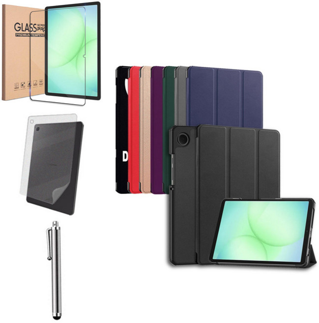 케이스나라 갤럭시탭 A11 플러스 / A11 호환 케이스 북커버 방탄 강화유리 액정보호필름 A11+, 블랙, 1개